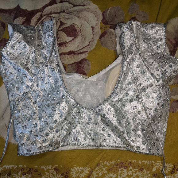 INDIAN BLUE AND SILVER SAREE - Picture 2 of 3